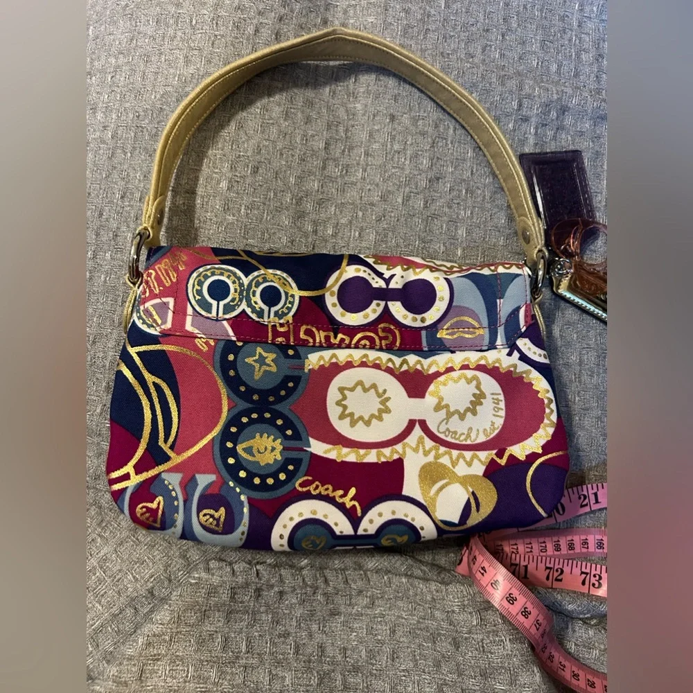 Coach Poppy Collection Baquette Purse Bag In Bright Pink, Purple, Gold NWOT - Picture 6 of 15